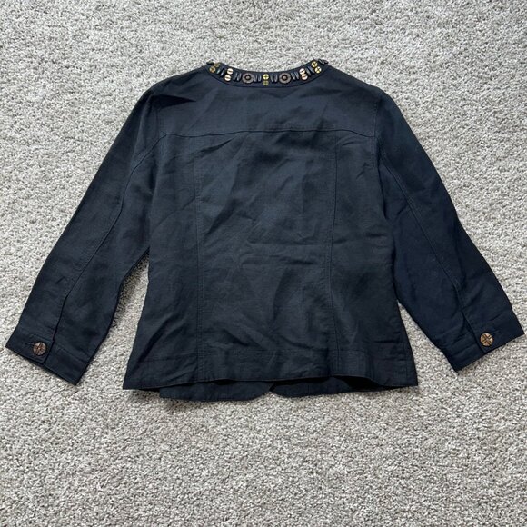 Ruby Rd.  Women’s Size 8 Black Beaded Neck 3/4 Sleeve Button-Up Jacket - Picture 3 of 9